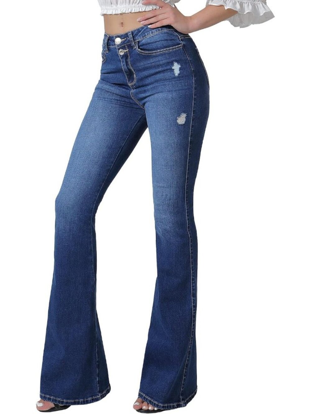High-Waisted Flare Bell Bottom Jeans | Stretchy Wide Leg Bootcut Denim Pants